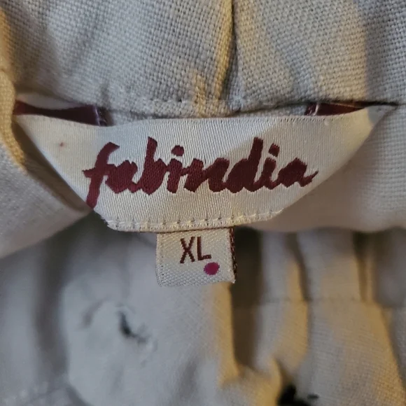 Fabindia Linen Pants Size XL Womens Highwaist Cropped Coastal - Picture 7 of 11